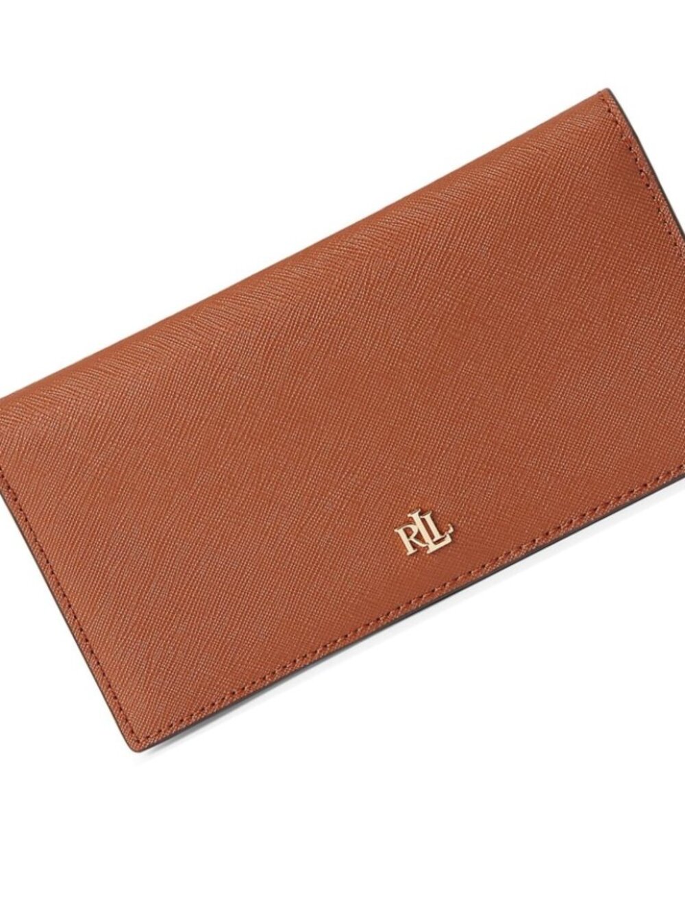 NWT ✅ LRL Crosshatch Leather Slim Wallet LAUREN TAN - Lauren Ralph Lauren